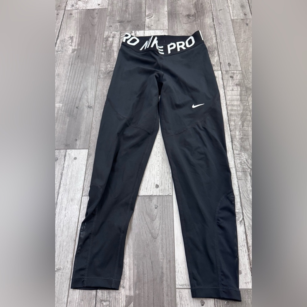 Nike Pro Leggings Womens Small Mesh Panel Dri-Fit Black Stretch